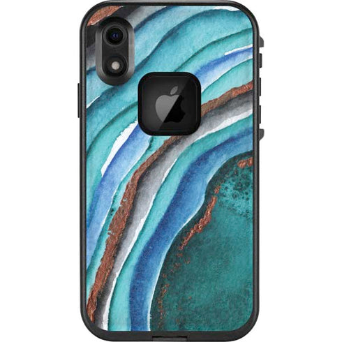 Turquoise Watercolor Geode LifeProof Fre iPhone Skin