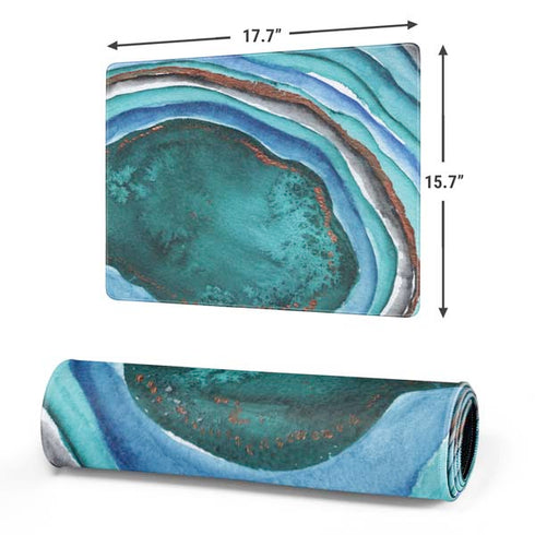 Turquoise Watercolor Geode Gaming Mouse Pad