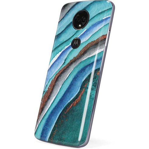Turquoise Watercolor Geode Moto E5 Plus Skin