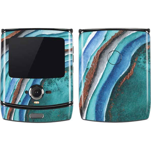 Turquoise Watercolor Geode Motorola RAZR Skin