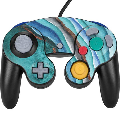 Turquoise Watercolor Geode Nintendo GameCube Controller Skin