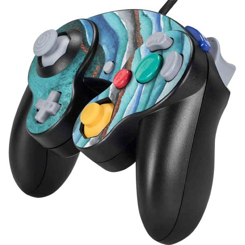 Turquoise Watercolor Geode Nintendo GameCube Controller Skin