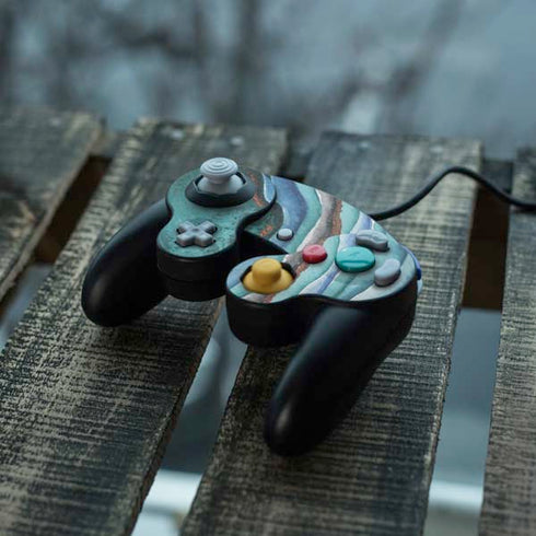 Turquoise Watercolor Geode Nintendo GameCube Controller Skin