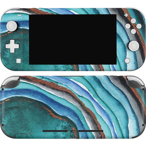 Turquoise Watercolor Geode Nintendo Switch Lite Skin