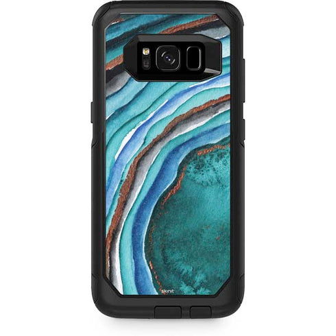 Turquoise Watercolor Geode Otterbox Commuter Galaxy Skin