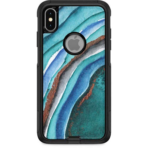 Turquoise Watercolor Geode Otterbox Commuter iPhone Skin