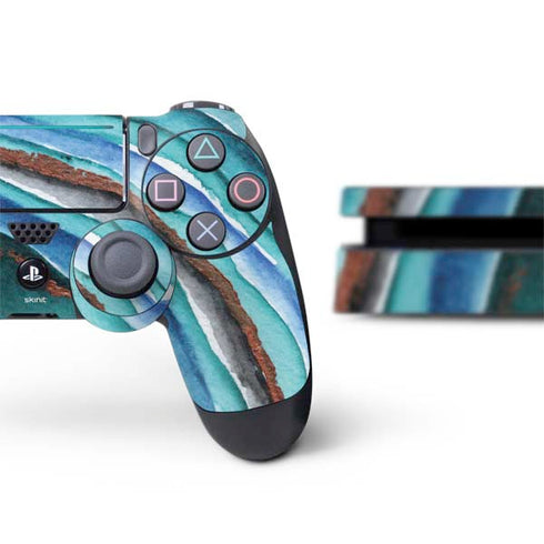 Turquoise Watercolor Geode PS4 Slim Bundle Skin