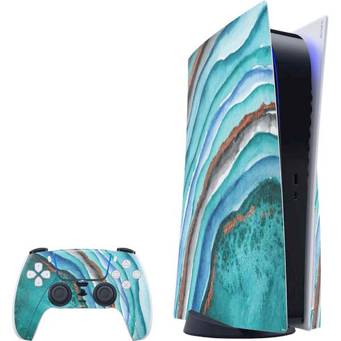 Turquoise Watercolor Geode PS5 Bundle Skin
