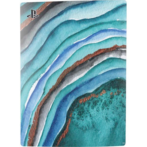 Turquoise Watercolor Geode PS5 Bundle Skin