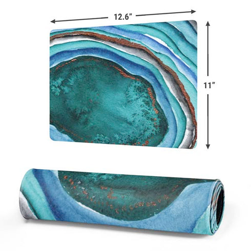 Turquoise Watercolor Geode Gaming Mouse Pad