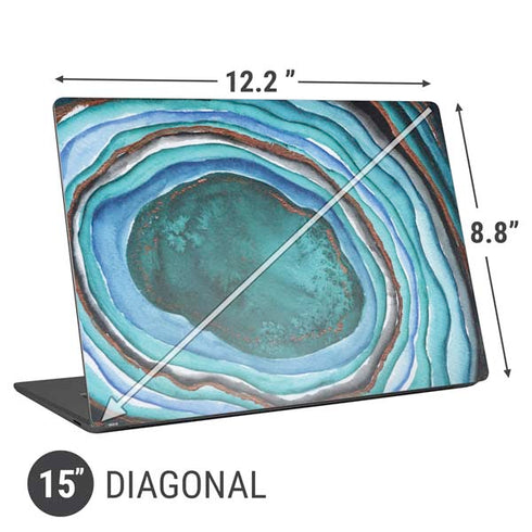 Turquoise Watercolor Geode Universal Laptop 15in (12.2 x 8.8in) Skin