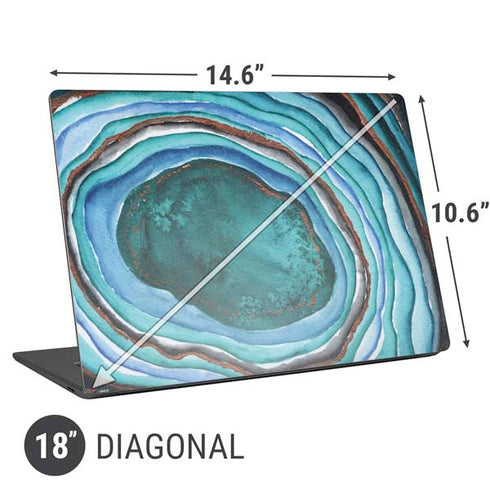 Turquoise Watercolor Geode Universal Laptop 18in (14.6 x 10.6in) Skin