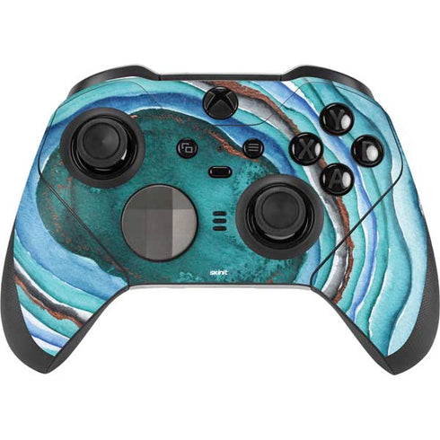 Turquoise Watercolor Geode Xbox Elite Wireless Controller Series 2 Skin