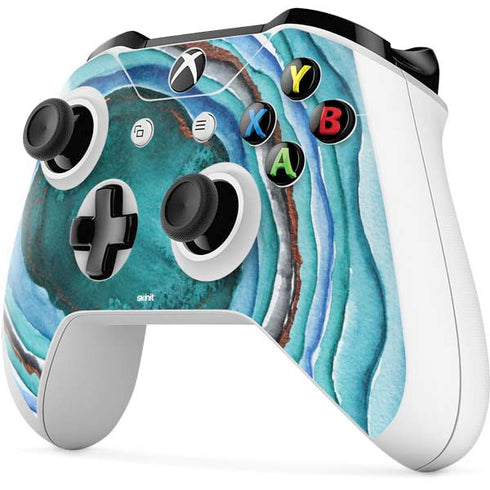 Turquoise Watercolor Geode Xbox One S Controller Skin
