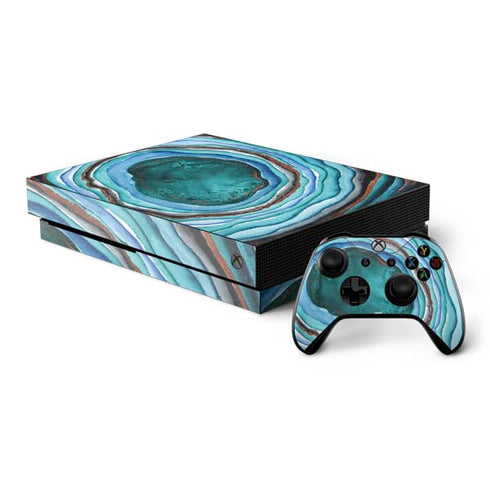 Turquoise Watercolor Geode Xbox One X Bundle Skin