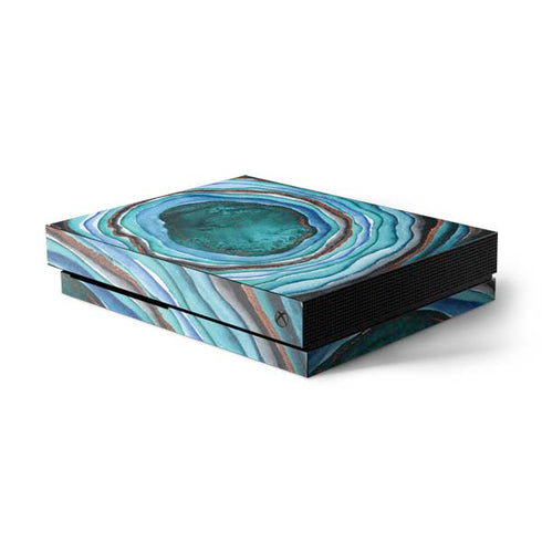 Turquoise Watercolor Geode Xbox One X Console Skin
