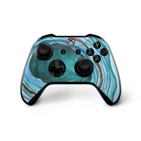 Turquoise Watercolor Geode Xbox One X Controller Skin