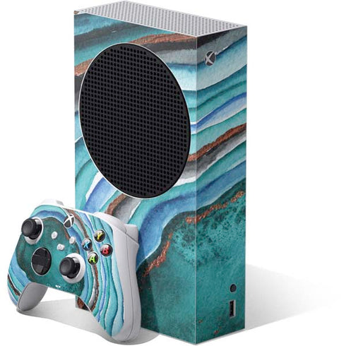 Turquoise Watercolor Geode Xbox Series S Skins