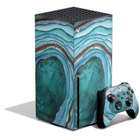 Turquoise Watercolor Geode Xbox Series X Bundle Skin