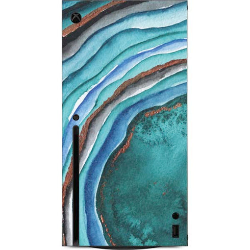 Turquoise Watercolor Geode Xbox Series X Console Skin
