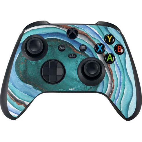 Turquoise Watercolor Geode Xbox Series X Controller Skin