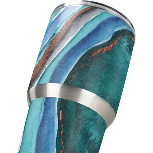 Turquoise Watercolor Geode Yeti 30oz Rambler Tumbler Skin