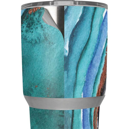 Turquoise Watercolor Geode Yeti 30oz Rambler Tumbler Skin