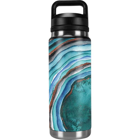 Turquoise Watercolor Geode YETI Rambler 26oz Bottle Skin