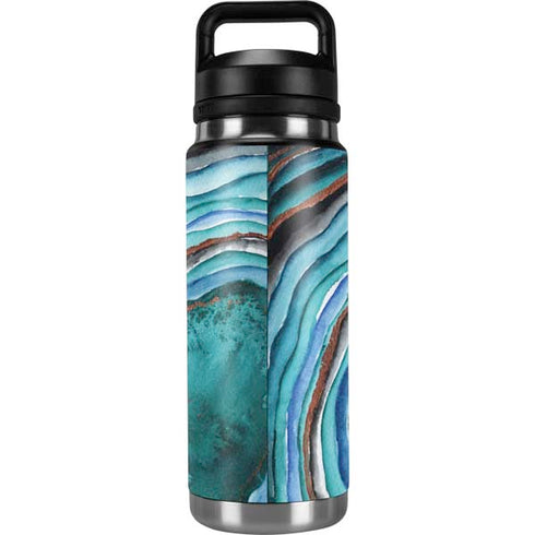 Turquoise Watercolor Geode YETI Rambler 26oz Bottle Skin