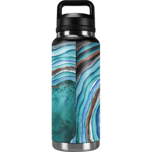 Turquoise Watercolor Geode YETI Rambler 36oz Bottle Skin
