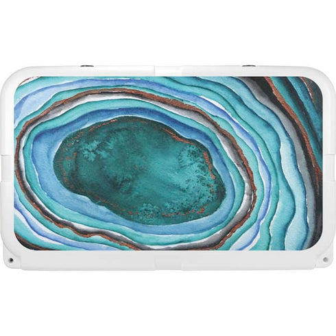 Turquoise Watercolor Geode YETI Tundra 45 Hard Cooler Skin