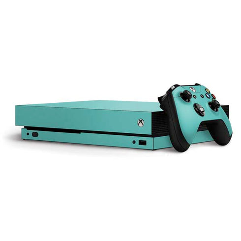 Turquoise Blue Solid Xbox One X Bundle Skin