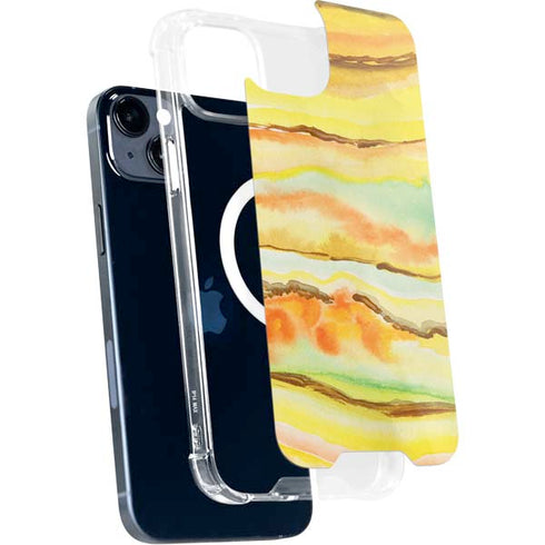 Tuscan Sun Watercolor Geode iPhone 15 Plus MagSafe Case