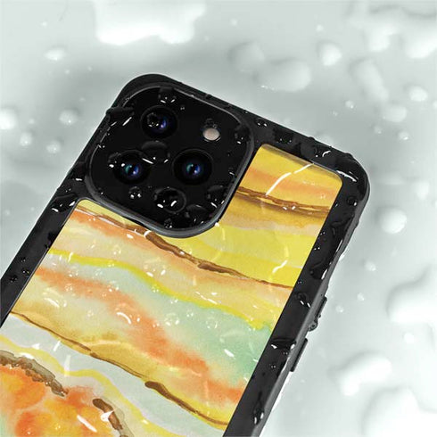 Tuscan Sun Watercolor Geode iPhone 14 Pro Max Waterproof Case