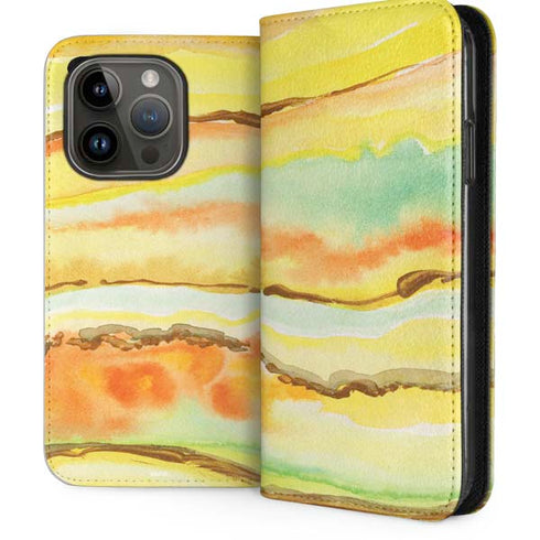Tuscan Sun Watercolor Geode iPhone 15 Pro Folio Case