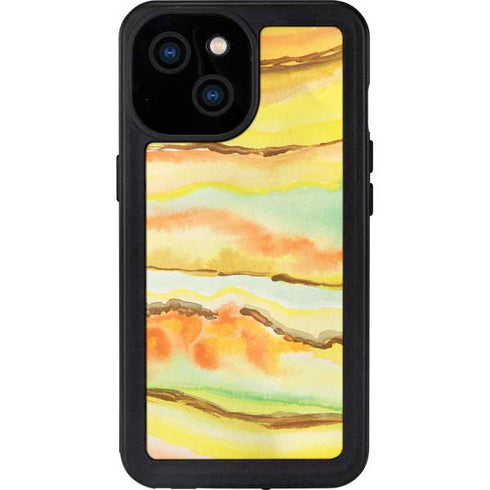 Tuscan Sun Watercolor Geode iPhone 15 Waterproof Case