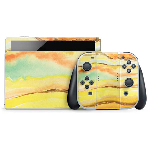 Tuscan Sun Watercolor Geode Nintendo Switch OLED (2021) Skin
