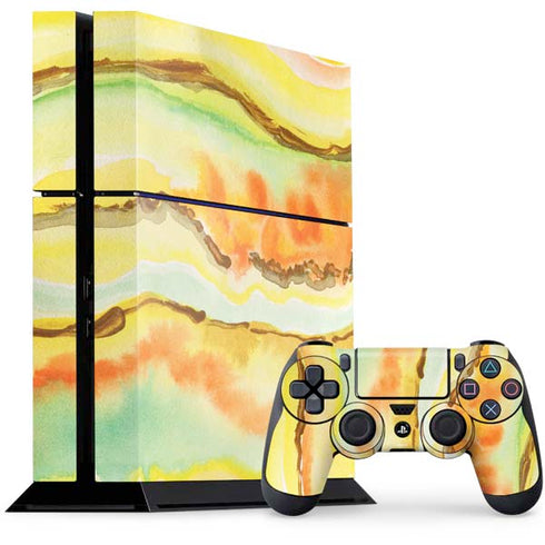 Tuscan Sun Watercolor Geode PS4 Console and Controller Bundle Skin
