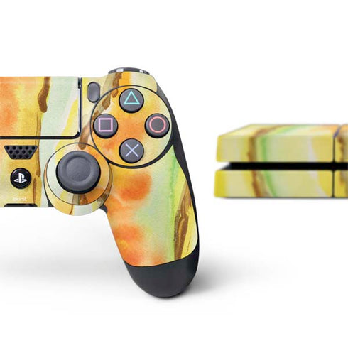 Tuscan Sun Watercolor Geode PS4 Console and Controller Bundle Skin