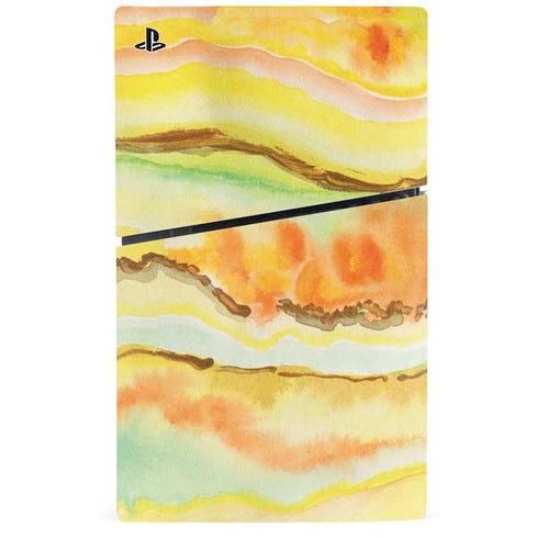 Tuscan Sun Watercolor Geode PS5 Slim Disk Console Skin
