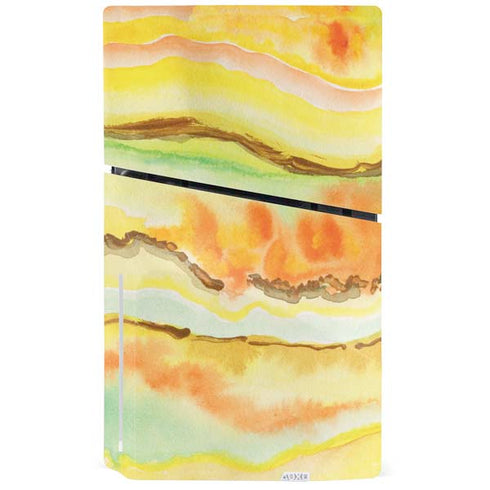 Tuscan Sun Watercolor Geode PS5 Slim Disk Console Skin