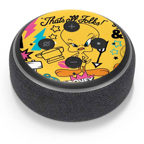 Looney Tunes Tweety and Sylvester Patches Amazon Echo Dot Skin