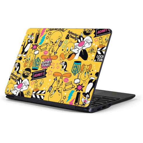 Looney Tunes Tweety and Sylvester Patches Samsung Chromebook Skin