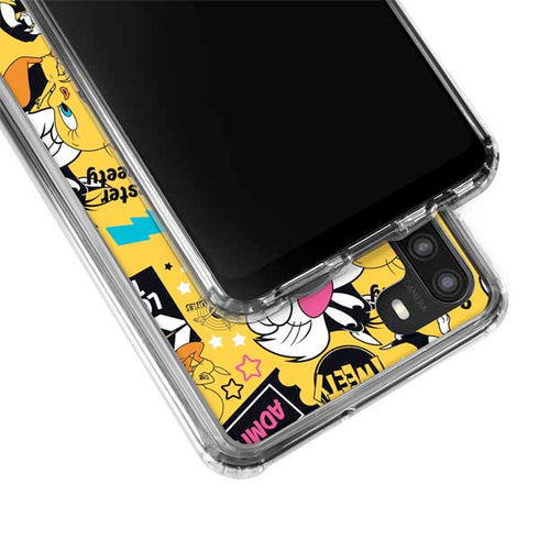 Looney Tunes Tweety and Sylvester Patches Galaxy A21 Clear Case