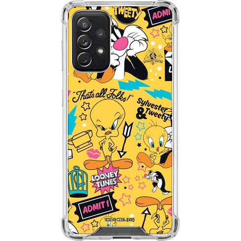Looney Tunes Tweety and Sylvester Patches Galaxy A72 5G Clear Case