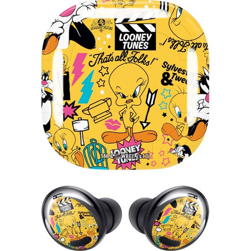 Looney Tunes Tweety and Sylvester Patches Galaxy Buds Pro Skin