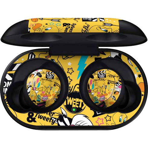 Looney Tunes Tweety and Sylvester Patches Galaxy Buds Skin