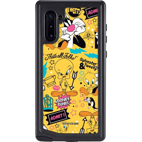 Looney Tunes Tweety and Sylvester Patches Galaxy Note 10 Waterproof Case