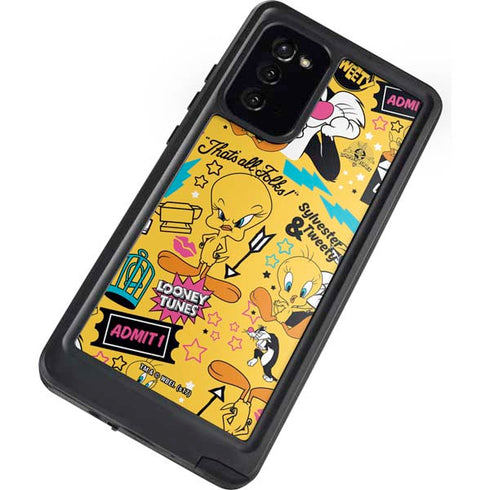 Looney Tunes Tweety and Sylvester Patches Galaxy Note20 5G Waterproof Case