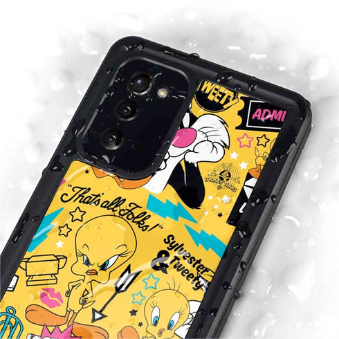 Looney Tunes Tweety and Sylvester Patches Galaxy Note20 5G Waterproof Case